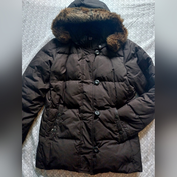 GAP Brown Fur Winter Coat - Picture 3 of 4
